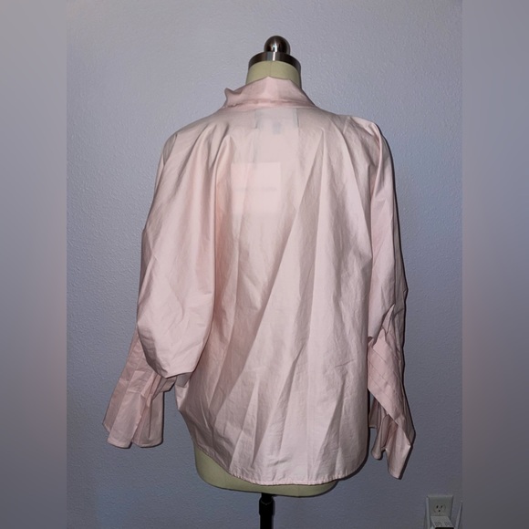 Monica Nera Blush Pink Bow Neck Tie Top - Picture 3 of 4